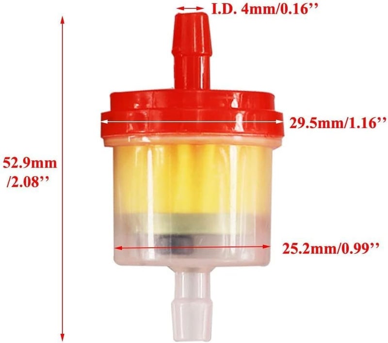 PRO BAT 0.2''x39''(5mm x 1m) Mini Bike Gas Fuel Hose Line Inline Fuel Filter for Chinese GY6 50cc 150cc 139QMB 157QMJ Scooter ATV Motorcycle XRS Buggy Go karts Parts, Red - Image 2